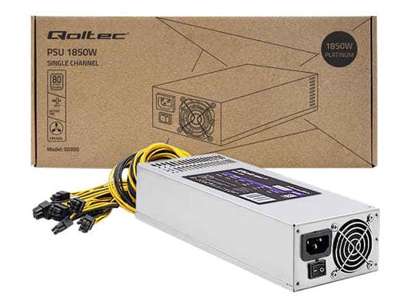 Qoltec Monolith 50350 - Strømforsyning (intern) - 80 PLUS Platinum - AC 180-240 V - 1850 watt - aktiv PFC - grå