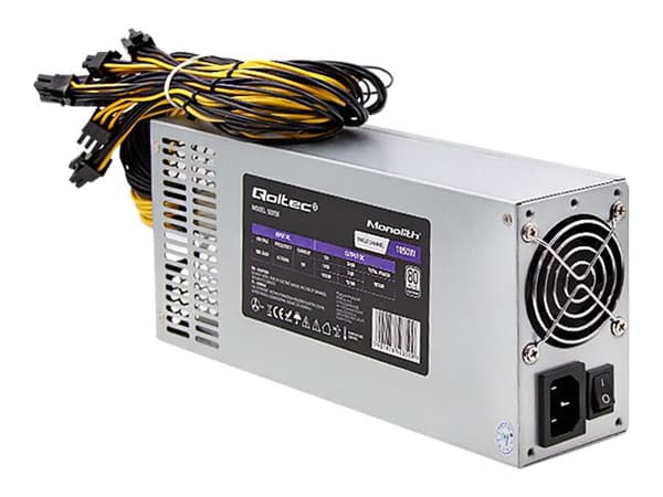 Qoltec Monolith 50350 - Strømforsyning (intern) - 80 PLUS Platinum - AC 180-240 V - 1850 watt - aktiv PFC - grå Grå