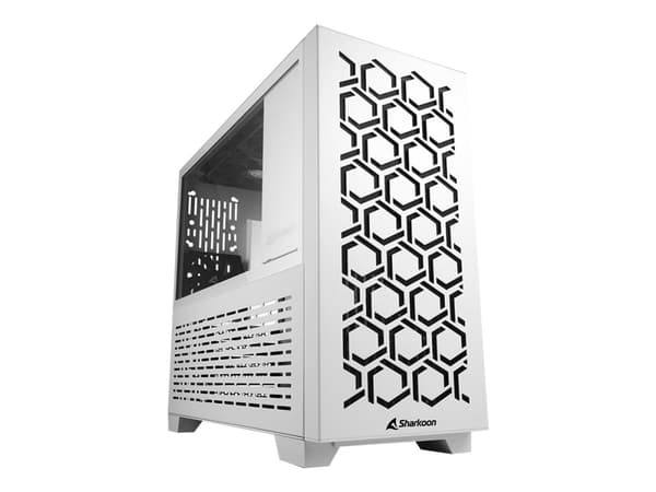 Sharkoon MS-Y1000 - microATX - sidepanel med vindue (hærdet glass) - ingen strømforsyning (ATX) - hvid - USB/Lyd