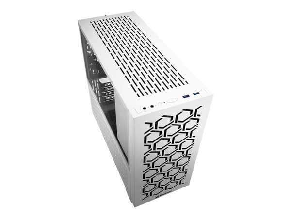 Sharkoon MS-Y1000 - microATX - sidepanel med vindue (hærdet glass) - ingen strømforsyning (ATX) - hvid - USB/Lyd Valkoinen