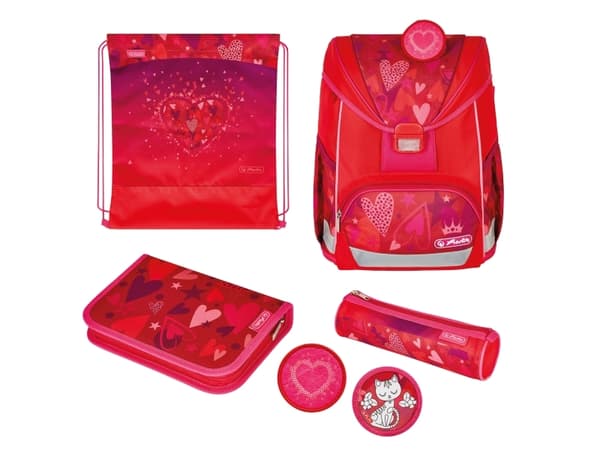 Herlitz UltraLight Plus Sweet Hearts, Pencil pouch, Sportsbag, Pennal, Skolesekk, Jente, Barneskole, Ryggsekk, 15 l, Forlomme, Sidelomme