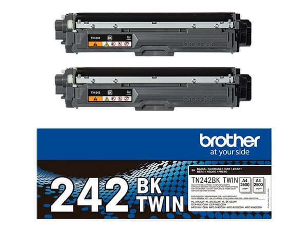 Brother TN242 BKTWIN - 2-pack - svart - original - tonerpatron - for Brother DCP-9017, DCP-9022, HL-3142, HL-3152, HL-3172, MFC-9142, MFC-9332, MFC-9
