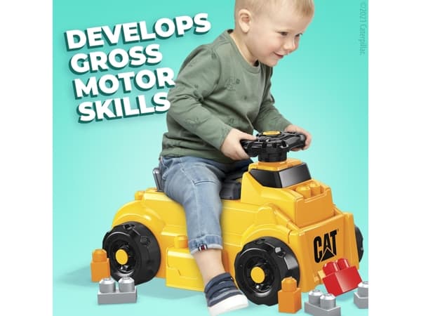 MEGA BLOKS CAT Build ‘n Play Ride-On, 1 år, 4 hjul, Sort, Gult
