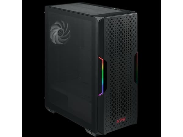 XPG Starker AIR - Mid tower - ATX - sidepanel med vindu (herdet glass) - ingen strømforsyning (ATX) - svart - USB/lyd