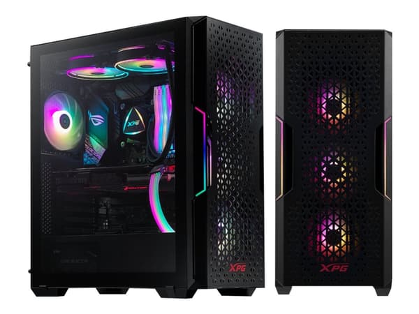 XPG Starker AIR - Mid tower - ATX - genomskinlig sidopanel (härdat glas) - ingen strömförsörjning (ATX) - svart - USB/ljud Svart