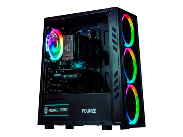 Fourze Prime Budget - Tower - Core i3 10105F / inntil 4.4 GHz - RAM 8 GB - SSD 500 GB - NVMe - GF GT 730 - Gigabit Ethernet - uten OS - monitor: inge Sort