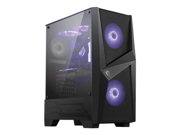 MSI MAG Forge 100M, Midi Tower, PC, Musta, Läpinäkyvä, ATX, Mini-ATX, Mini-ITX, Pelaaminen, Purppura