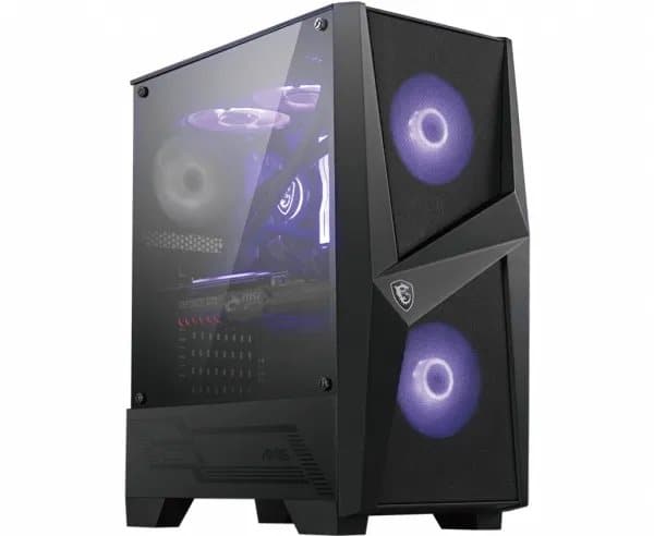 MSI MAG Forge 100M, Midi Tower, PC, Musta, Läpinäkyvä, ATX, Mini-ATX, Mini-ITX, Pelaaminen, Purppura