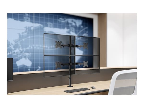 Neomounts FPMA-D550D4 - Monteringssats (fäste med genomföring, bordsfäste, stång, 4 VESA-adaptrar, 4 armar) - fullständig rörelse - för 4 LCD/plasmap