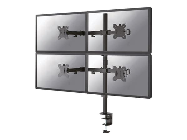 Neomounts FPMA-D550D4 - Monteringssats (fäste med genomföring, bordsfäste, stång, 4 VESA-adaptrar, 4 armar) - fullständig rörelse - för 4 LCD/plasmap Svart