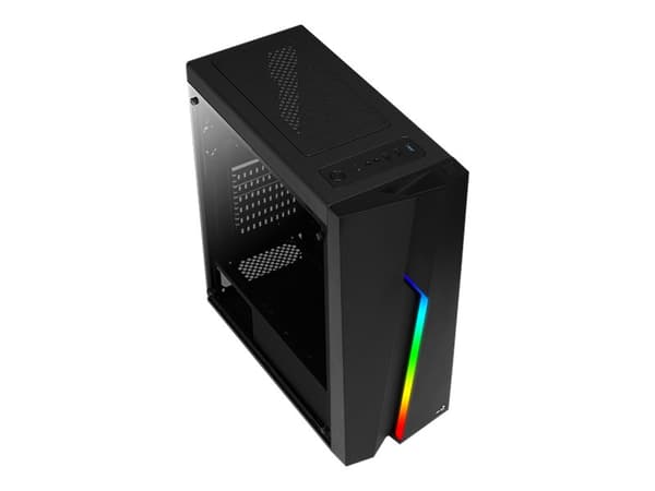 AeroCool Bolt - Tempered Glass Edition - tower - ATX - genomskinlig sidopanel (härdat glas) - ingen strömförsörjning (ATX) - svart - USB/ljud