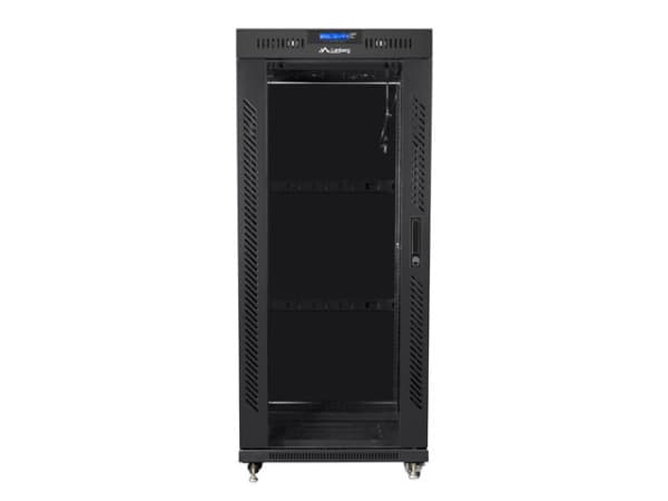 Lanberg - Rack skåp - med 4 kylfläktar, skärm - svart, RAL 9004 - 27U - 19"