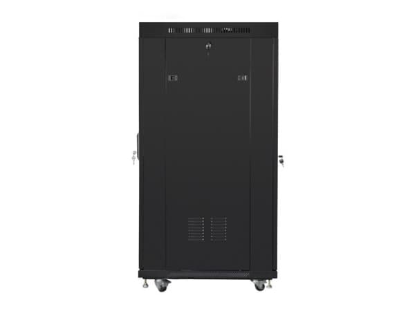 Lanberg - Rack skåp - med 4 kylfläktar, skärm - svart, RAL 9004 - 27U - 19"