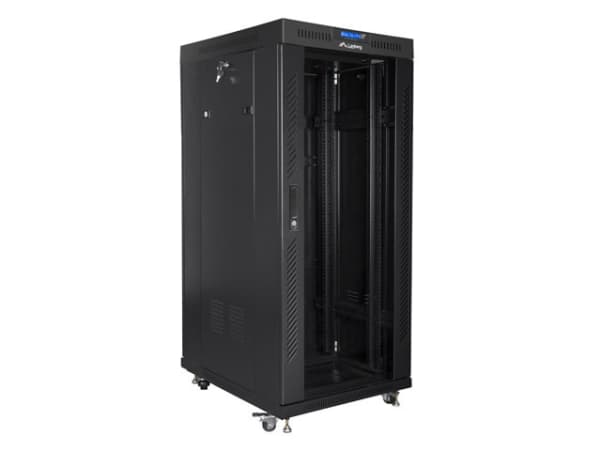Lanberg - Rack skåp - med 4 kylfläktar, skärm - svart, RAL 9004 - 27U - 19"