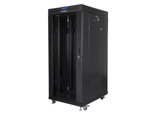 Lanberg - Rack skåp - med 4 kylfläktar, skärm - svart, RAL 9004 - 27U - 19"