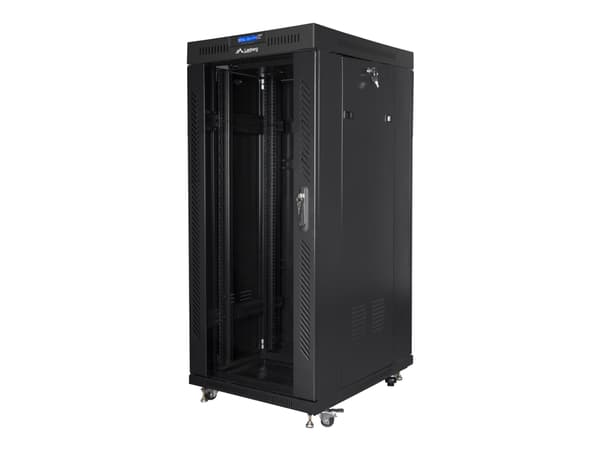 Lanberg - Rack skåp - med 4 kylfläktar, skärm - svart, RAL 9004 - 27U - 19"