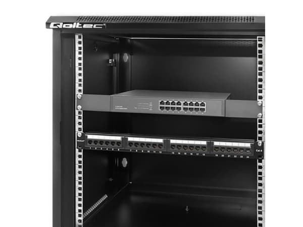 Qoltec - Rack skåp - svart - 12U - 19"