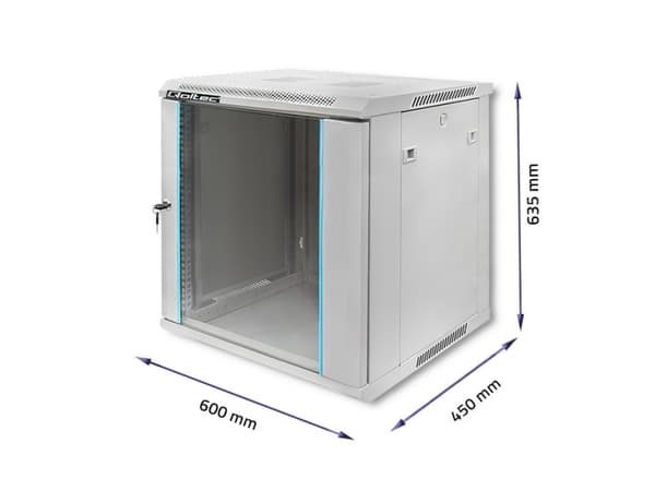 Qoltec - Räkkikaappi - grå - 12U - 19"