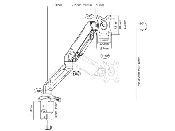 ACT AC8311 flatpanel byrå støtte 81,3 cm (32") Klem/doorvoer Svart