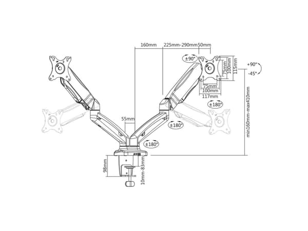 ACT AC8312 flatpanel byrå støtte 81,3 cm (32") Klem/doorvoer Svart