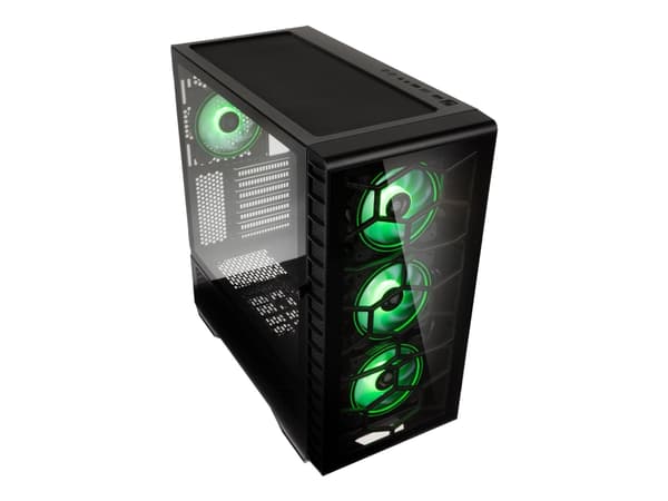 Kolink Observatory Y ARGB - Keskitorni - laajennettu ATX - sivupaneeli ikkunalla (karkaistu lasi) - ei virtalähdettä (ATX) - musta - USB/ääni