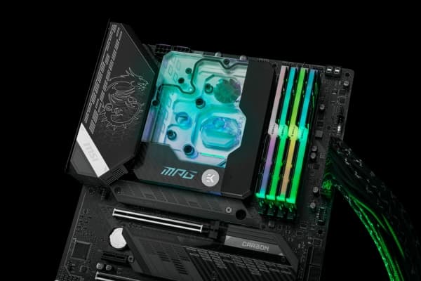 EK Water Blocks 3831109892343, Vattenblock, Akryl, mässing, Svart, Silver, 3-pin, Moderkort, MSI MPG Z590