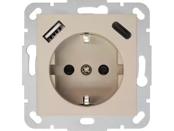 Pistorasia,USB A+C laturi Liregus Retro, kermainen