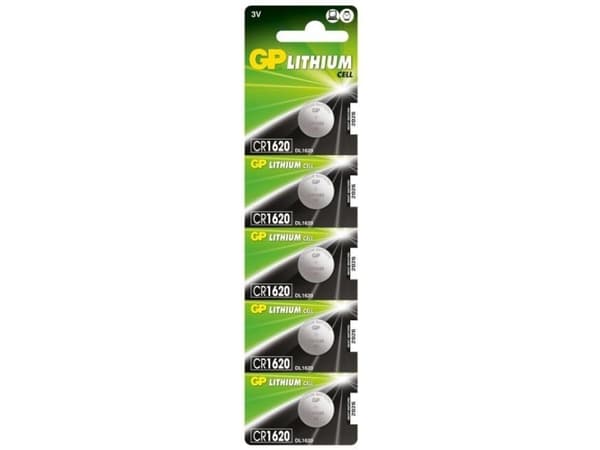 GP Batteries Lithium Cell GPCR1620-C5, Engangsbatteri, Lithium, 3 V, 5 stykker, 10 år, Grå