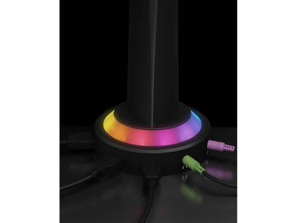 ICY BOX IB-MSG303BL-T - Monteringssett (stativ) - for flatpanel - with USB 3.0 media hub and RGB light effect - aluminium, plastikk, stål - matt svar