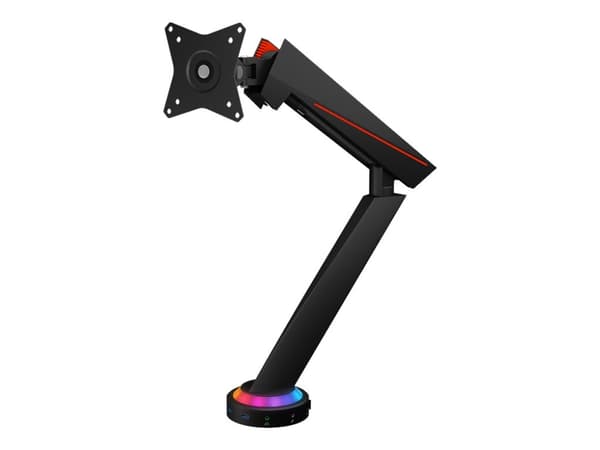 ICY BOX IB-MSG303BL-T - Monteringssett (stativ) - for flatpanel - with USB 3.0 media hub and RGB light effect - aluminium, plastikk, stål - matt svar Sort