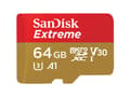 Miniatyrbild 2 av 2: SanDisk Extreme - Flash-minneskort (microSDXC till SD-adapter inkluderad) - 64 GB - A1 / Video Class V30 / UHS-I U3 - mikroSDXC UHS-I