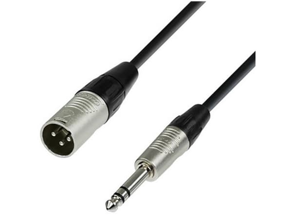 adam hall K4 BMV 0300, 6.35mm TRS, Hankjønn, XLR (3-pin), Hankjønn, 3 m, Sort, Sølv