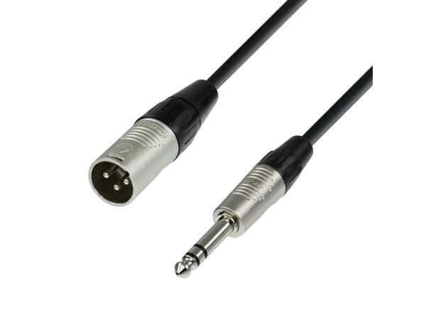 adam hall K4 BMV 0300, 6.35mm TRS, Hankjønn, XLR (3-pin), Hankjønn, 3 m, Sort, Sølv