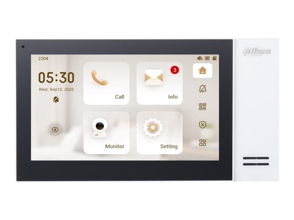 Dahua Technology VTH2421FB, 17,8 cm (7"), LCD, 1024 x 600 piksler, Kapasitiv, H.264, Sort Sort