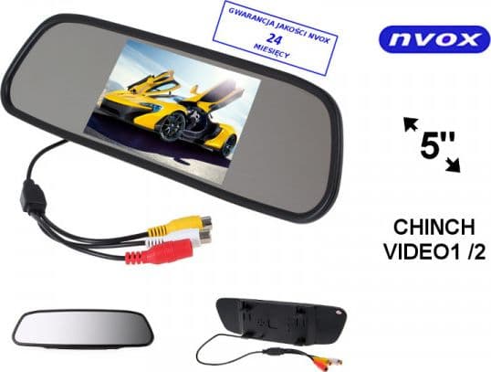 Nvox LCD-monitor för backning av bil 5 tum LED i backspegel AV 12V (NW5005M)