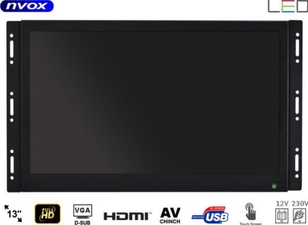 Automagnetola Nvox Monitorius touch ips atviro rėmo led 13califull hd vga hdmi usb av 12v 230v