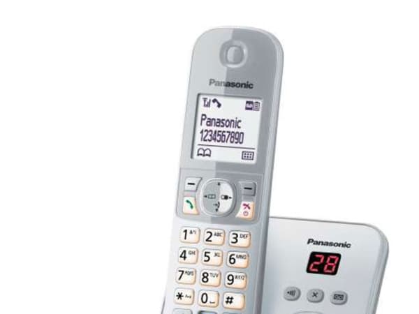 Panasonic KX-TG6823, DECT-puhelin, Kaiutinpuhelin, 120 entries, Soittajan tunnistus, Hopea, Valkoinen