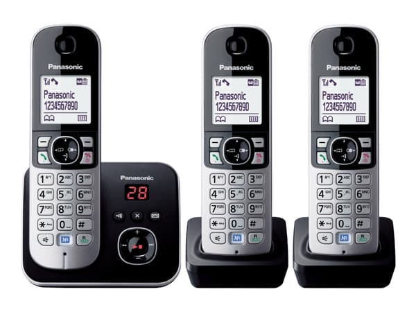 Panasonic KX-TG6823, DECT-puhelin, Kaiutinpuhelin, 120 entries, Soittajan tunnistus, Hopea, Valkoinen