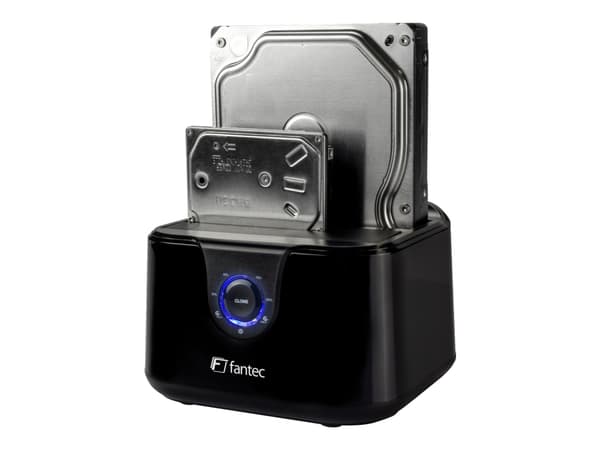 FANTEC DS-X2U3-Glanz - HDD / SSD-dokkestasjon - brønner: 2 - 2,5" / 3,5" delt - SATA 6Gb/s - USB 3.0 - høyglanset svart