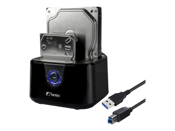 FANTEC DS-X2U3-Glanz - HDD / SSD-dokkestasjon - brønner: 2 - 2,5" / 3,5" delt - SATA 6Gb/s - USB 3.0 - høyglanset svart
