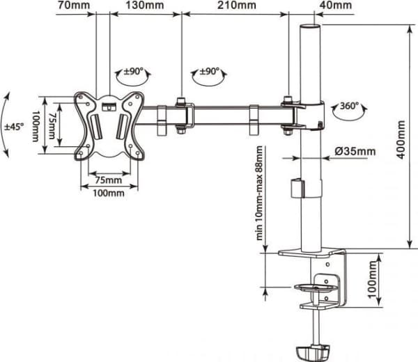 Cabletech bordsfäste för 13" - 27" bildskärm (UCH0211)