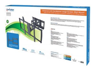 Manhattan TV & Monitor Mount, Wall, Full Motion, 1 screen, Screen Sizes: 60-100", Black, VESA 200x200 to 900x600mm, Max 80kg, LFD, Tilt & Swivel with Svart