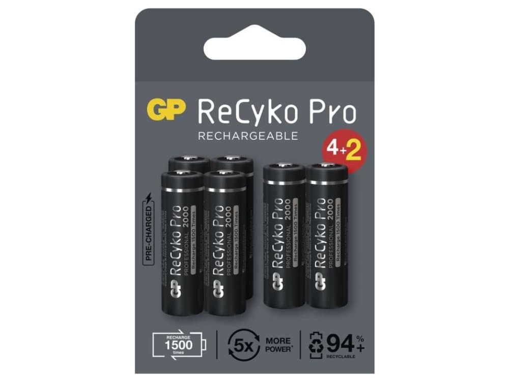 GP Batteries B2220V, Nickel-metallhydrid (NiMH), 1,2 V, 6 styck, 2000 mAh, Grön, 30 g
