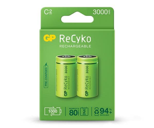 GP Batteries B2133, Nickel-metallhydrid (NiMH), 1,2 V, 2 styck, 3000 mAh, Grön, 63,5 g
