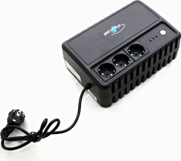 EUROCASE UPS EA200PRO + 600VA ren sinusbølge (3x stikkontakt)