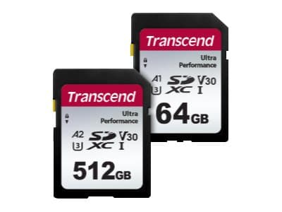 Transcend 340S - Flashminnekort - 64 GB - A1 / Video Class V30 / UHS-I U3 - SDXC UHS-I
