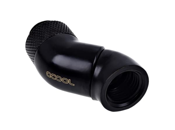 Alphacool Eiszapfen Connector Series Double 45° Angle Adapter - Vinklet armaturadapter for væskekjølesystem - mørkesvart