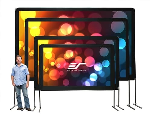 Elite Screens Yard Master 2 Series OMS150H2-DUAL - Projeksjonsskjerm med ben - 381 cm (150") - 16:9 - Wraith Veil Dual - Svart Trim, sølvramme Sort