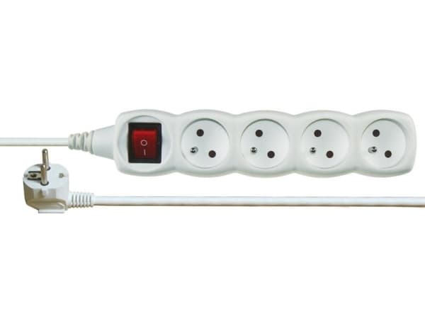 Emos 1902140500, Vekslet, Hvit, 4 AC-utganger, 5 m, 250 V, 10 A Hvit
