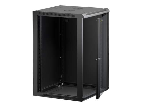 Netrack - Rack skap - veggmonterbar - svart - 18U - 19"